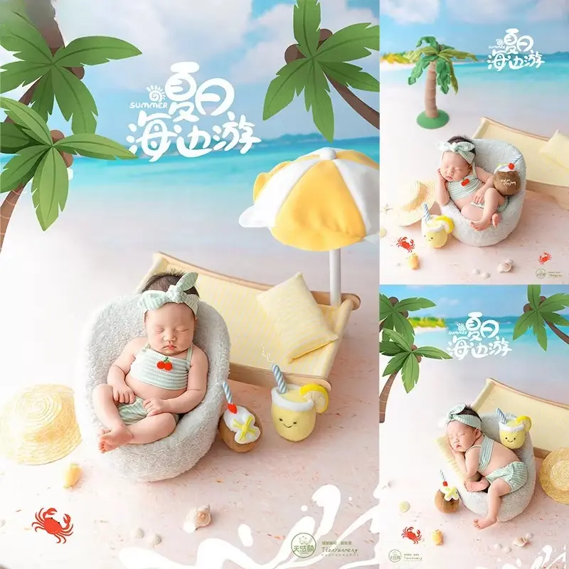 Baby Girls Beach Umbrella Set - Newborn Photography Props